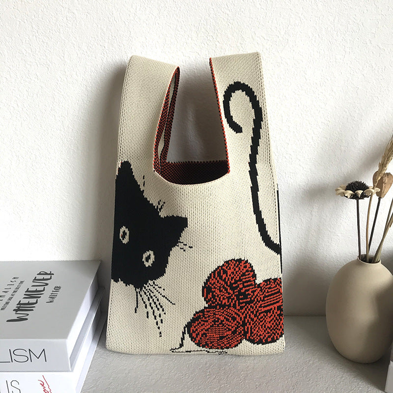 Women's Knitted Wool Vest Version Hand Carrying Handbags