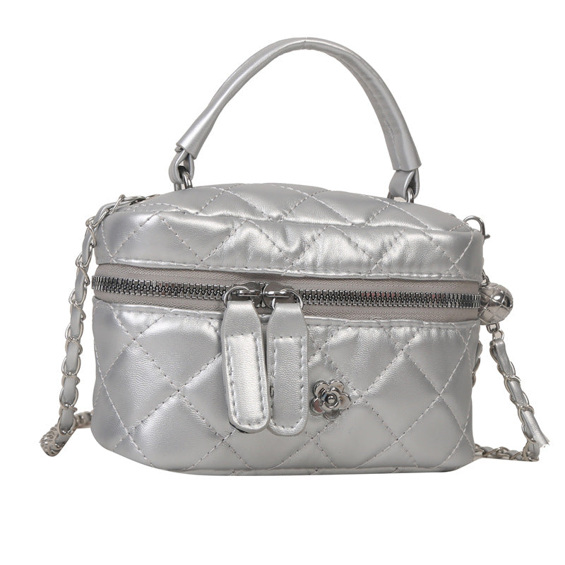 Women's Simple Rhombus Chain Portable Box Textured Bags
