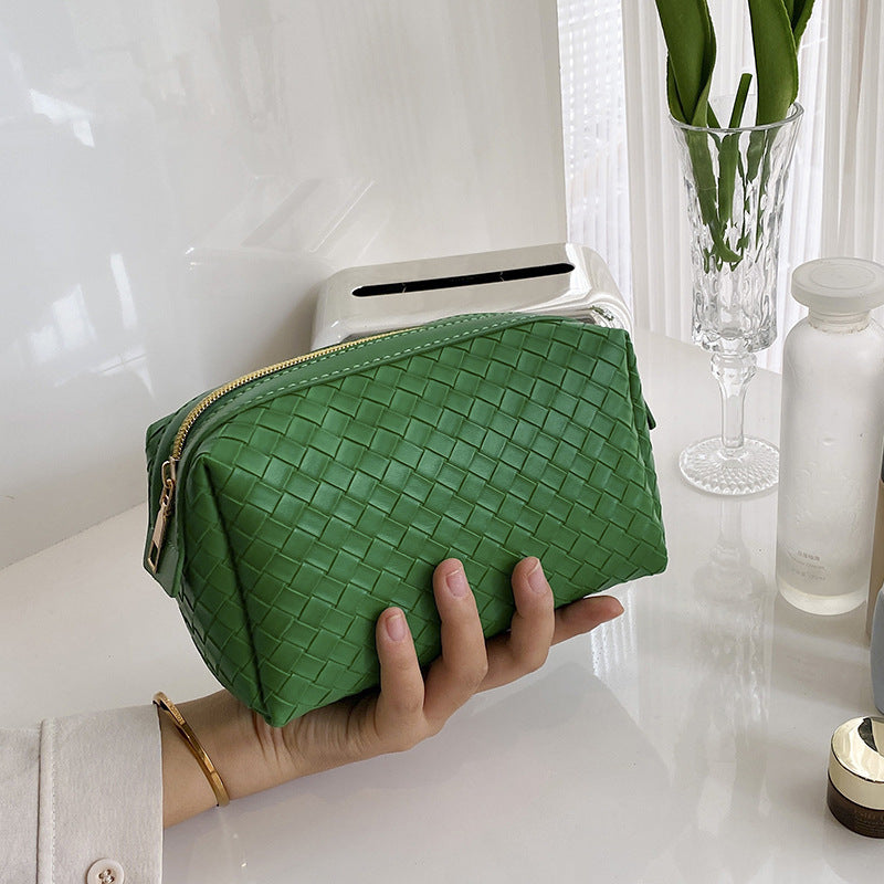 Pattern Green Portable High Sense Clutch Leather Cosmetics Storage Cosmetic Bags
