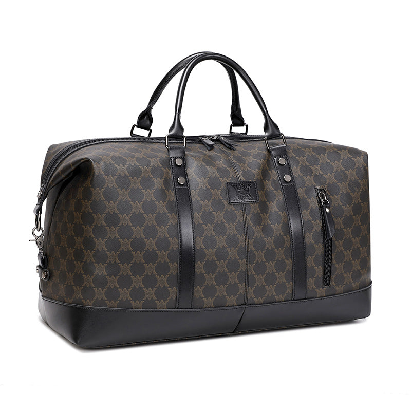 Men's Printed Leather Canvas Traveling Supplies Fitness Travel Bags