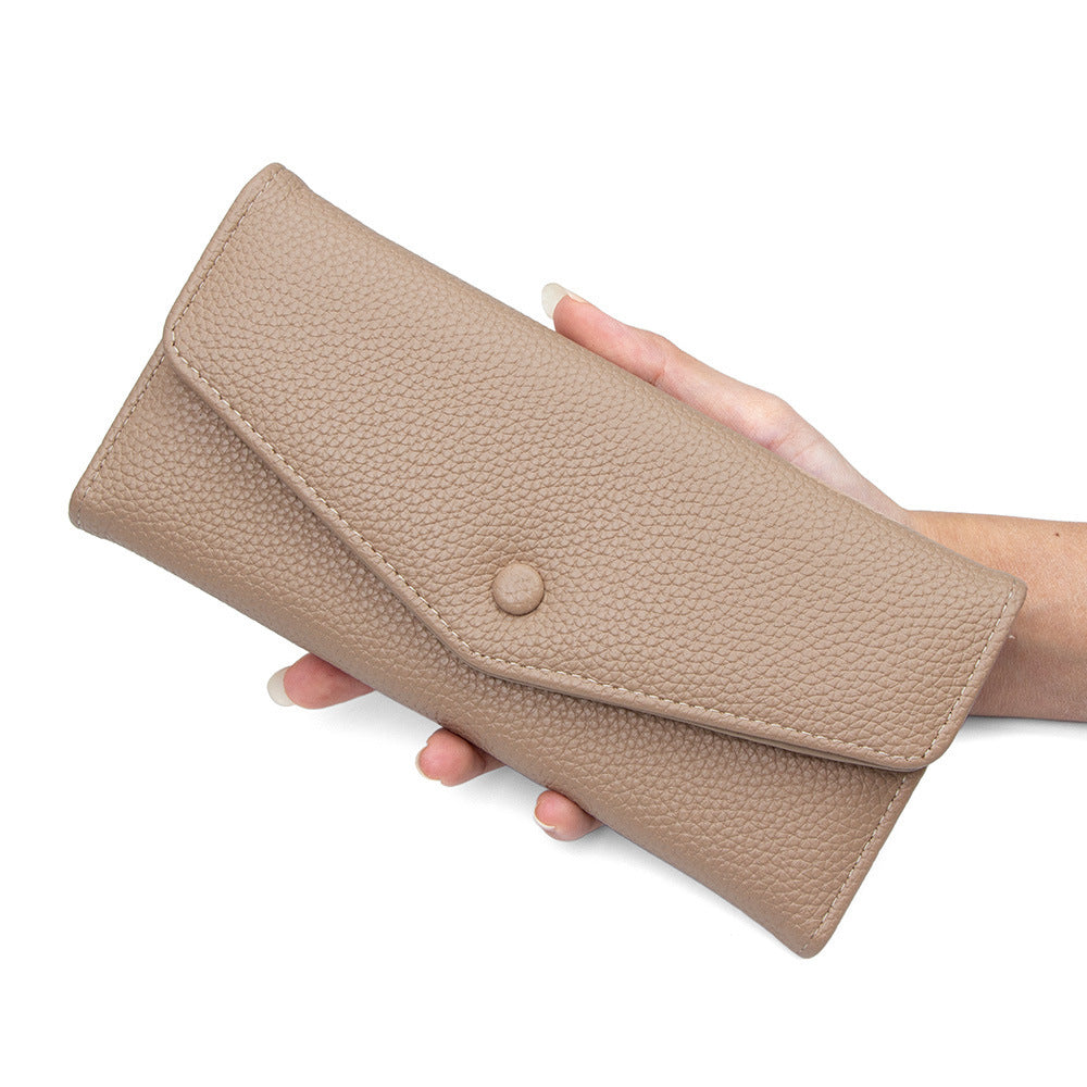 Lychee Pattern Clutch Two Fold Large Ladies Wallet
