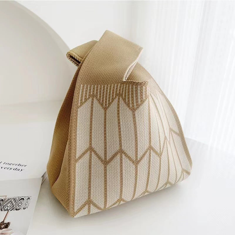 Women's Capacity Striped Knitted Portable Out Bags