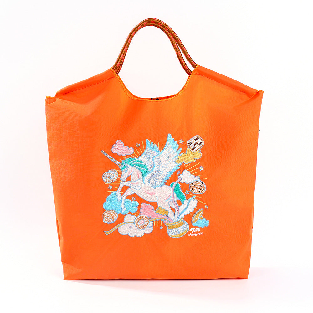 Women's Summer Needle Embroidery Nylon Large Capacity Shoulder Bags