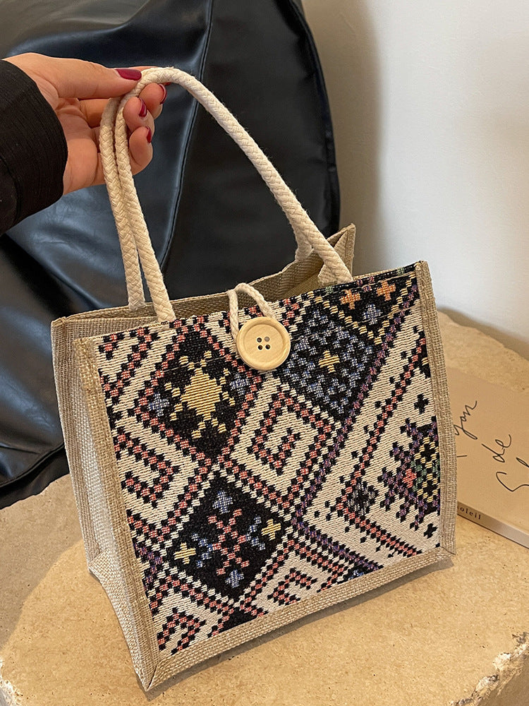 Women's Ethnic Style Canvas Summer Fashion Out Handbags