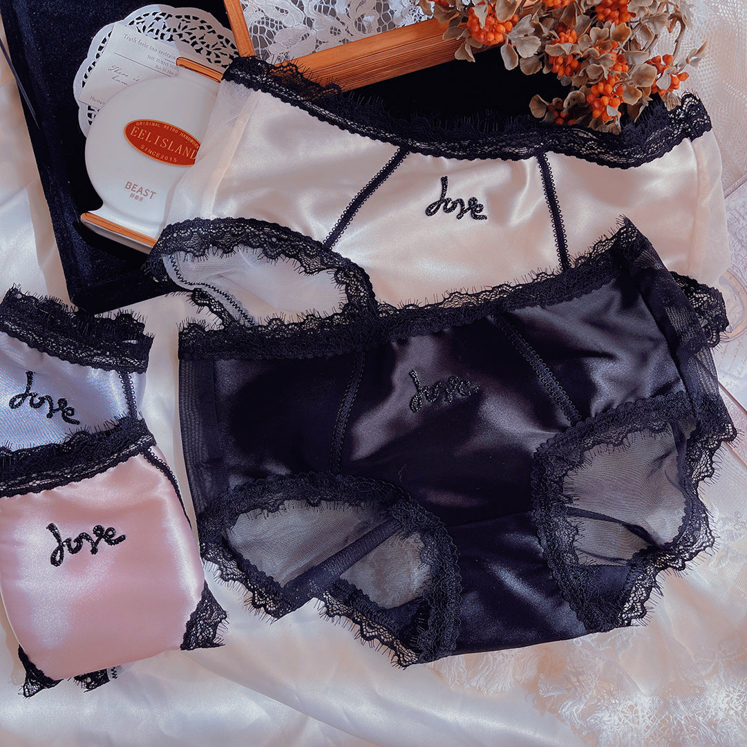 Women's Sexy Artificial Silk Fabric Lightweight Breathable Mid Waist Panties