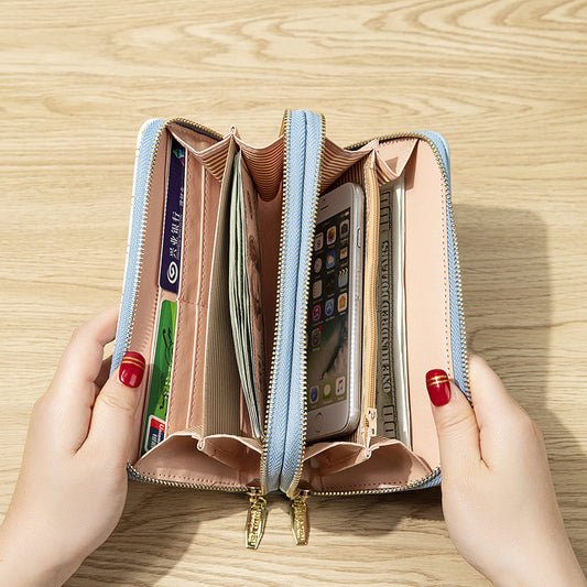Women's Wild Double Zipper Korean Style Letters Large Capacity Mobile Ladies Wallets