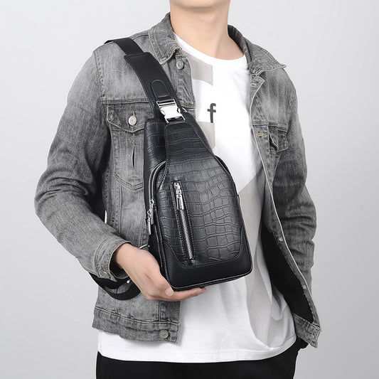 Men's Leather Business Fashion High-grade Large Capacity Men's Chest Bags