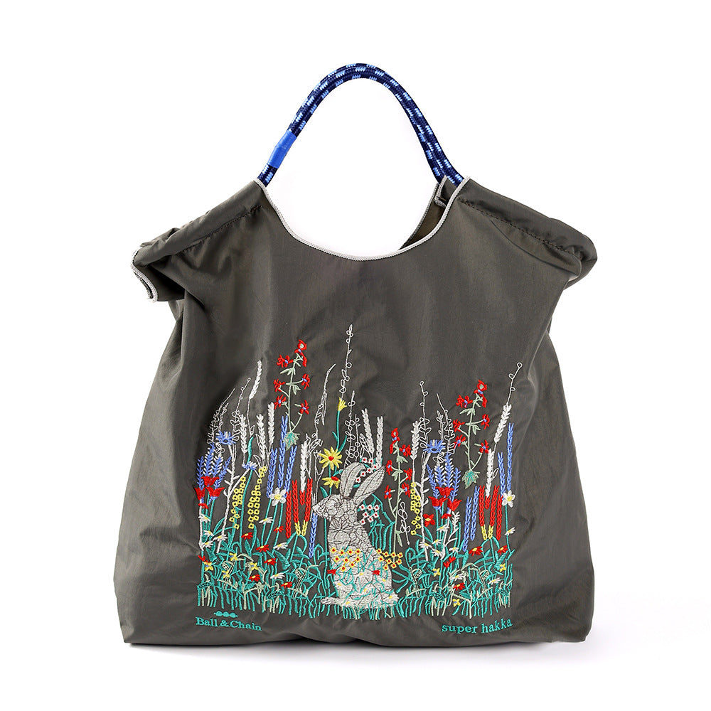 Women's Summer Needle Embroidery Nylon Large Capacity Shoulder Bags