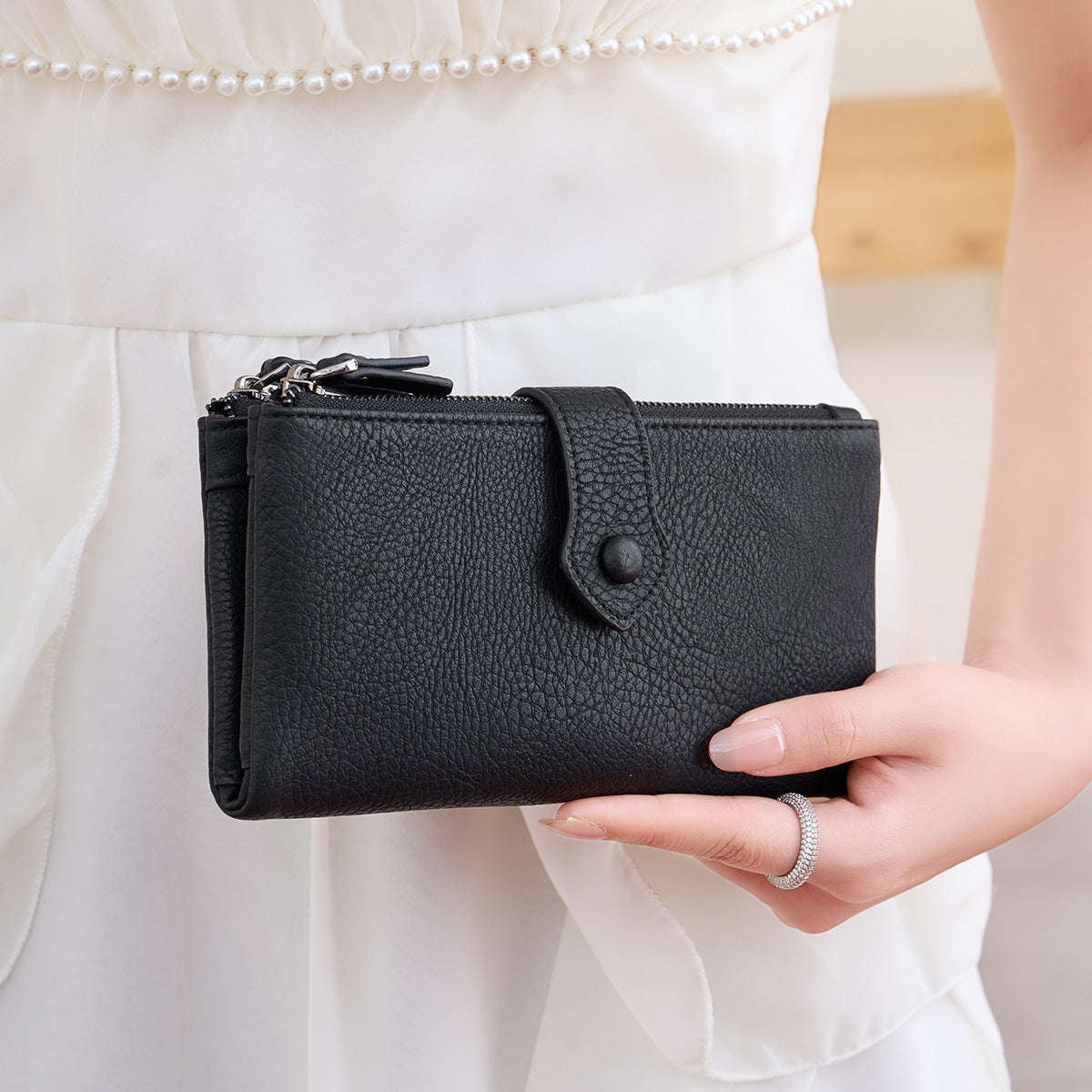 Women's Pattern Double Zipper Two Fold Long Ladies Wallet