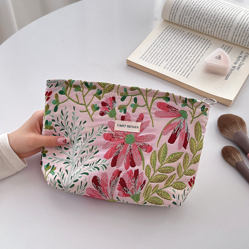 Slouchy Fashion Flower Storage Large Capacity Makeup Bag