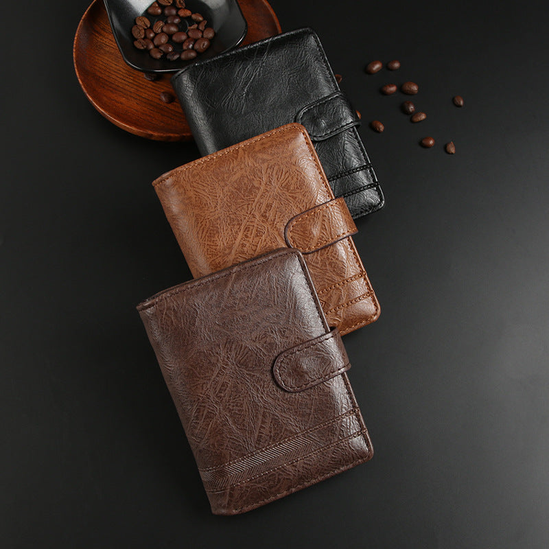 Men's Short Business Retro Style Leather Vertical Account Men's Wallet