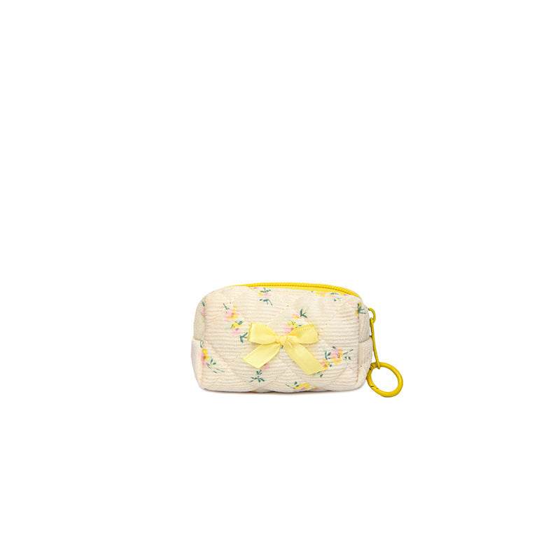 Bow Embroidery Diamond Plaid Floral Cotton Portable Hand Bags