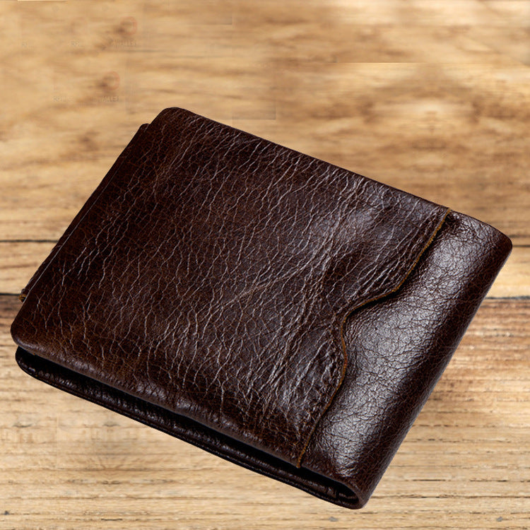 Men's Angel Retro Crazy Horse Leather Horizontal Men's Wallets
