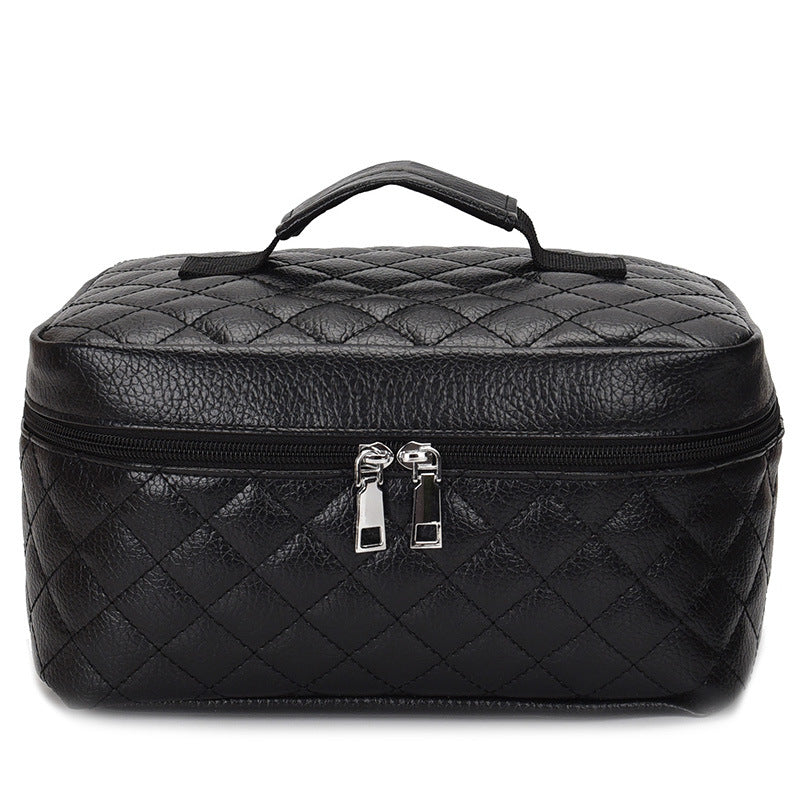 Durable Rhombus Black Cosmetics Storage Wash Makeup Bag