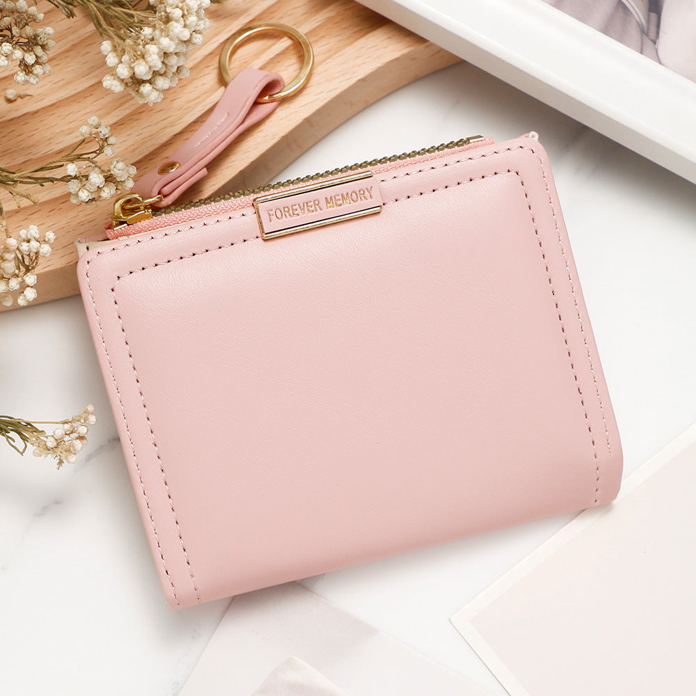 Women's Korean Fashion Short Zipper Document Coin Purses