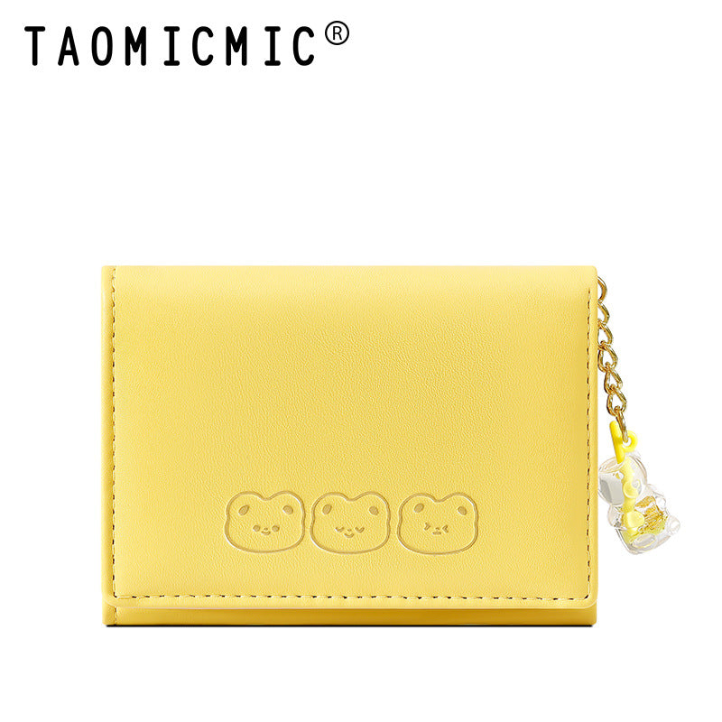 Women's Cute Pendant Korean Style Three-fold Large Ladies Wallets