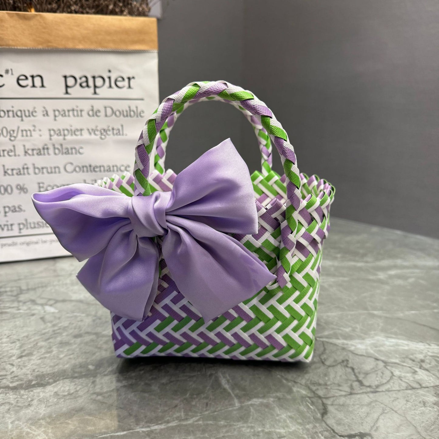 Women's Plastic Woven Knitted Basket Hand Gift Handbags