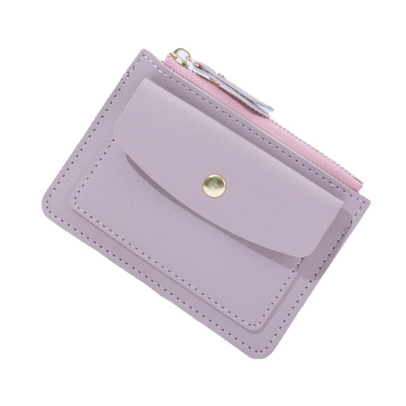 Zipper Slot Female Candy Color Crocodile Card Holder