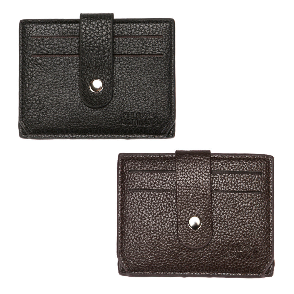 Women's & Men's & Lychee Pattern Portable Zipper Bank Card Holder