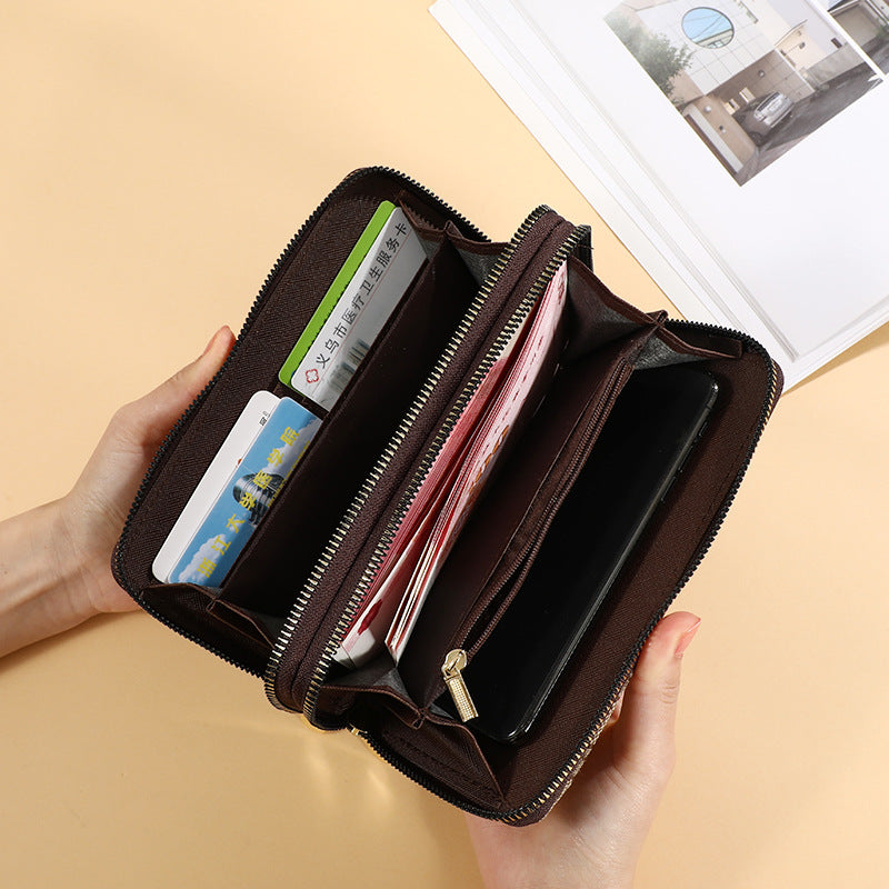 Women's Double Zip Long Large Capacity Trendy Simple Letter Ladies Wallet