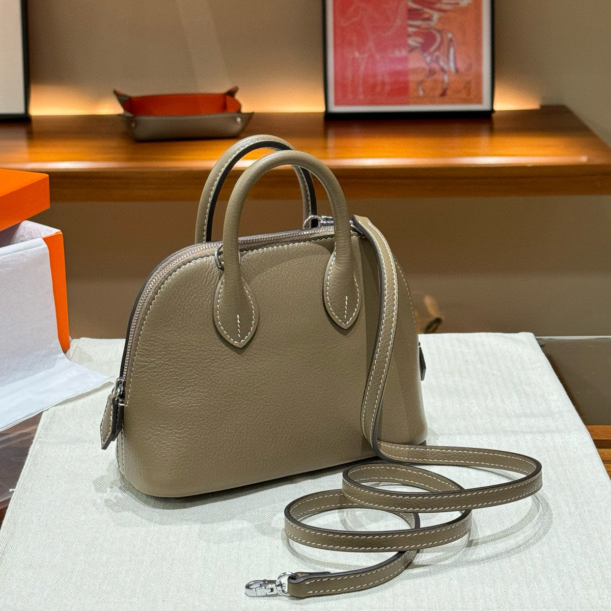 Mini Genuine Leather Goat Pattern Bowling Shell High-grade Bags