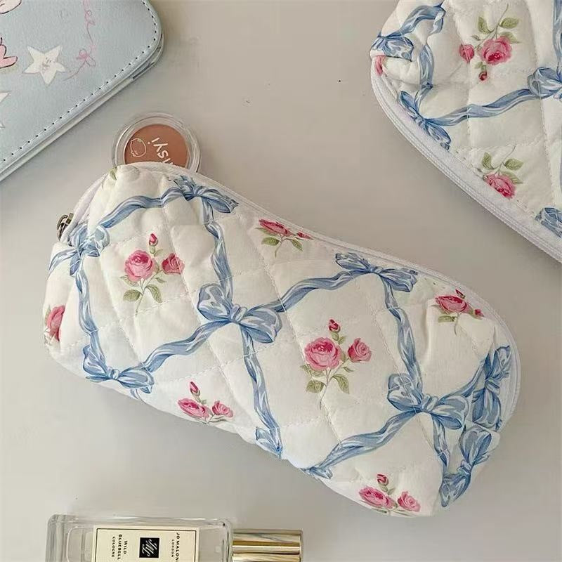 Wind Large Capacity Fabric Bow Printing Buggy Minority Simple Stationery Bags