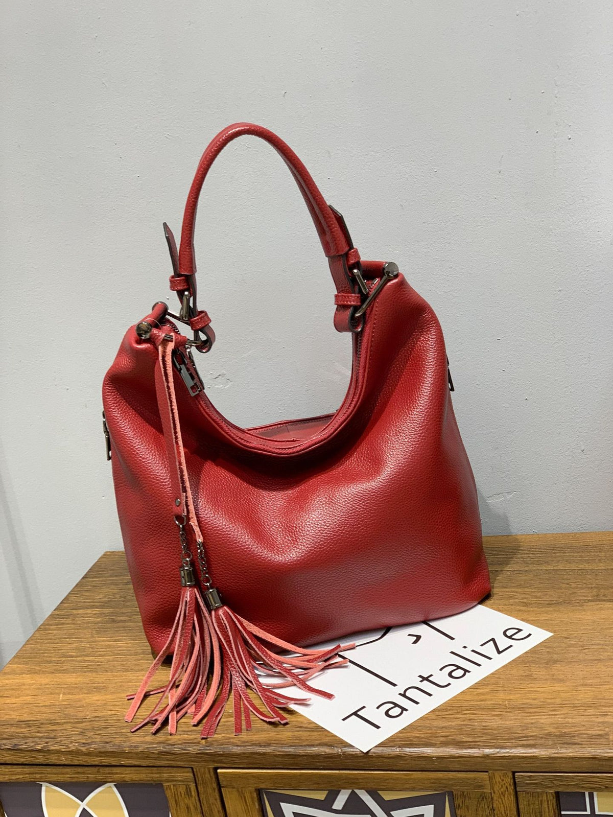 Women's Fashion Genuine Leather Underarm Layer Cowhide Tassel Large Women's Shoulder Bag