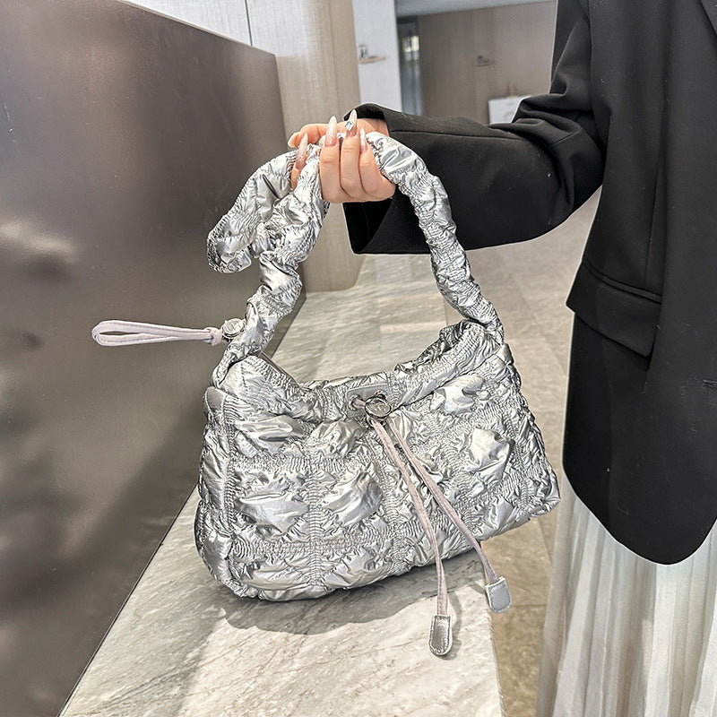 Women's Popular Underarm Stylish Lightweight Idle Style Pleated Cloud Large Bags