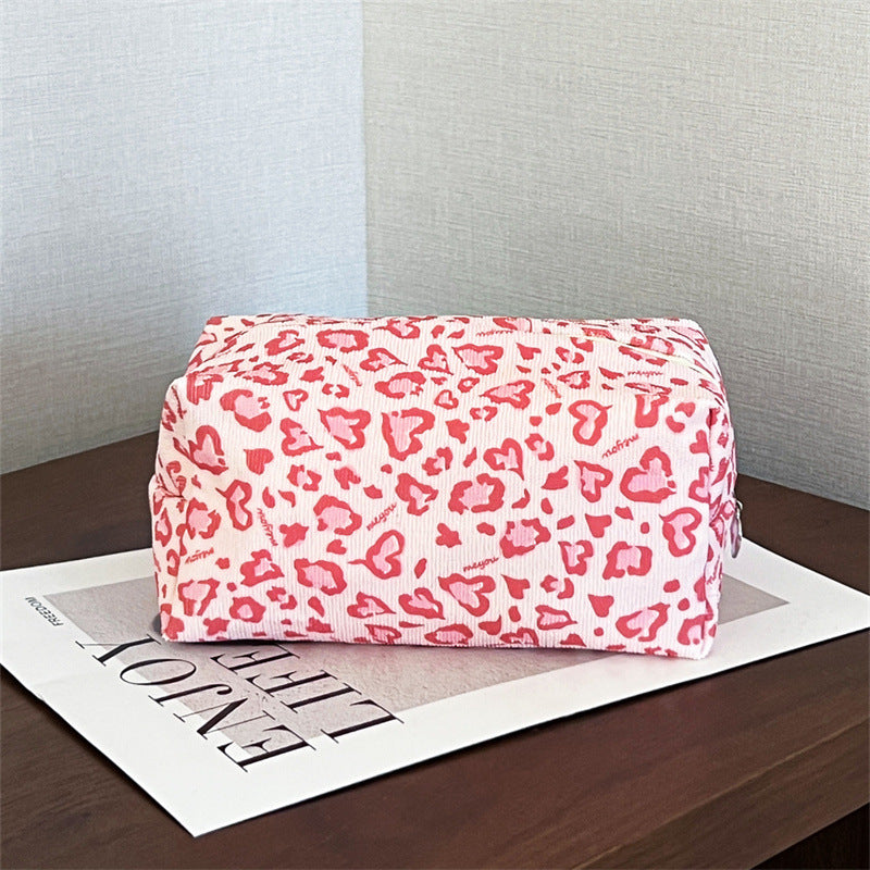 Cool Style Leopard Print Love Large Capacity High-grade Wash Cosmetic Bags