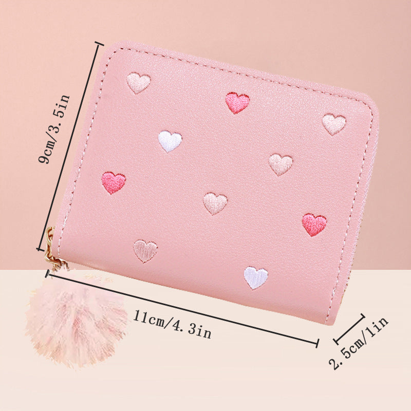 Zipper Short Exquisite Love Cute Heart Ladies Wallet