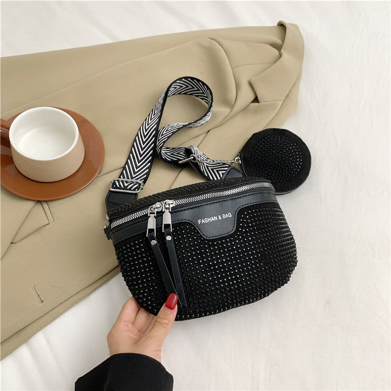 Women's Stylish Simple Rhinestone Fashion Early Autumn Shoulder Bags