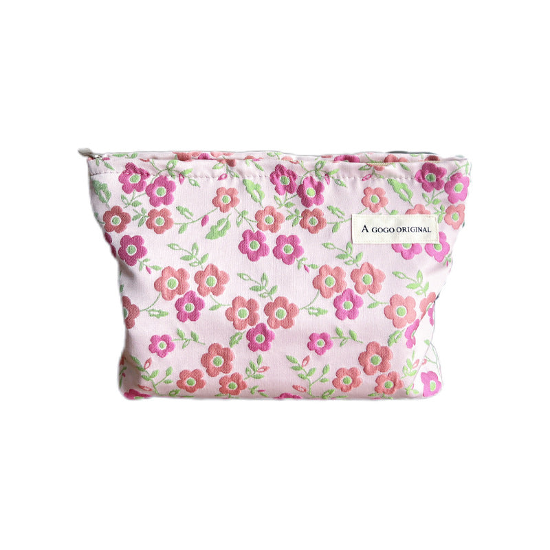 Embossed Bubble Rose Jacquard Temperament Storage Organizing Makeup Bag