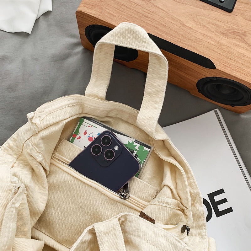 Women's Washed Canvas Large Capacity Totes Idle Style Shoulder Bags