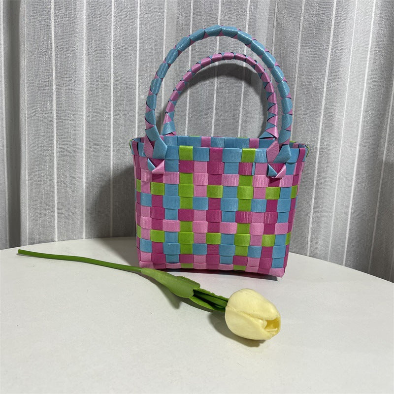 Women's & Children's & Woven Vegetable Basket Beach Colorful Handbags