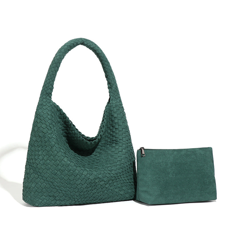 Women's Handmade Woven Idle Style Single Underarm Bucket Bags