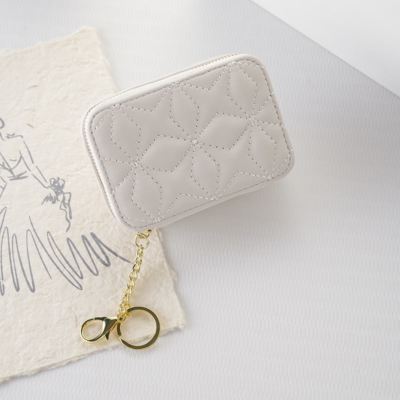 Women's Compact Simple Solid Color With Mirror Makeup Bag