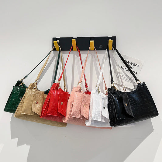 Women's New Crocodile Pattern Underarm Two-piece Shoulder Bags