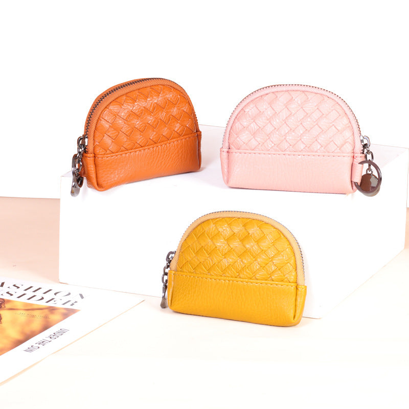 Creative Women's Hand-woven Simple Leather Zipper Ladies Wallet