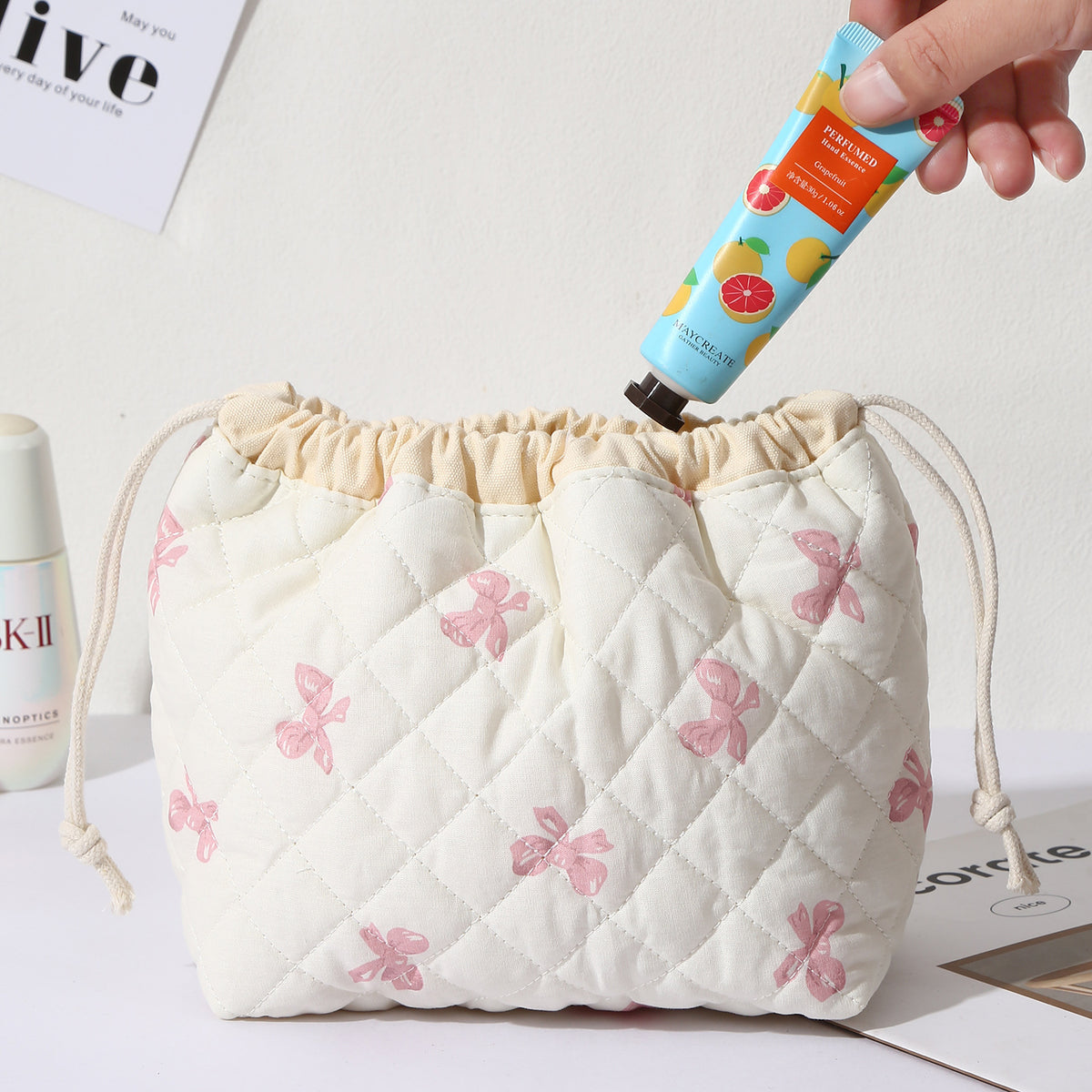 Brush Quilting Large Capacity Cosmetics Fashion Simple Bags