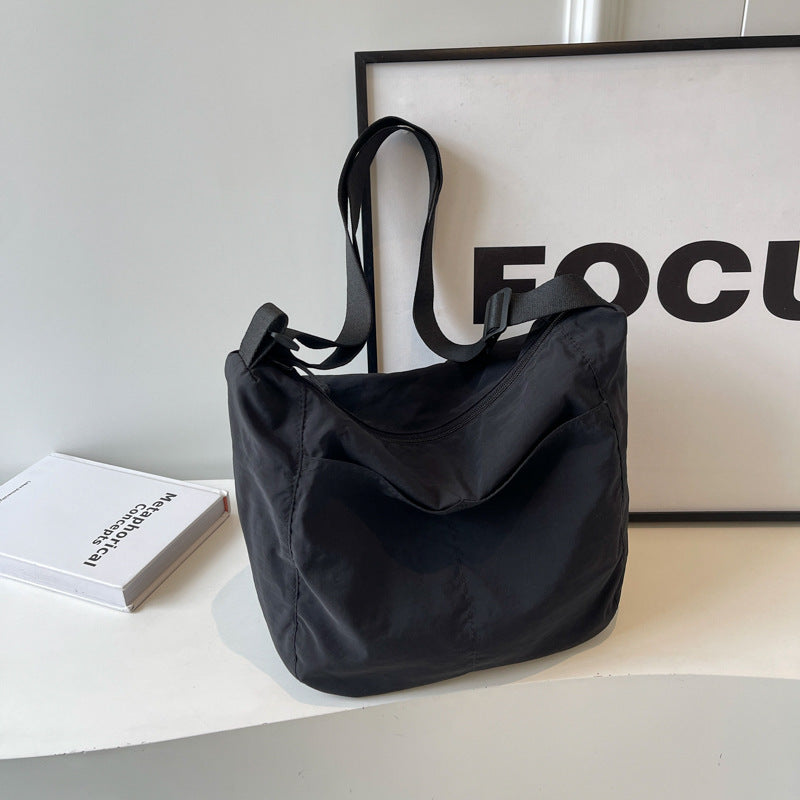 Cloth Lightweight Simple Solid Color Large Capacity Women's Messenger Bag