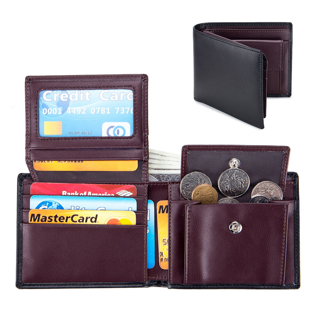 Men's Genuine Leather Short Soft Cowhide Trifold Men's Wallets