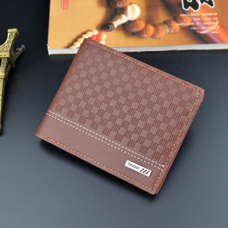 Men's Chic Simple Plaid Thin Male Youth Large Capacity Horizontal Soft Men's Wallet