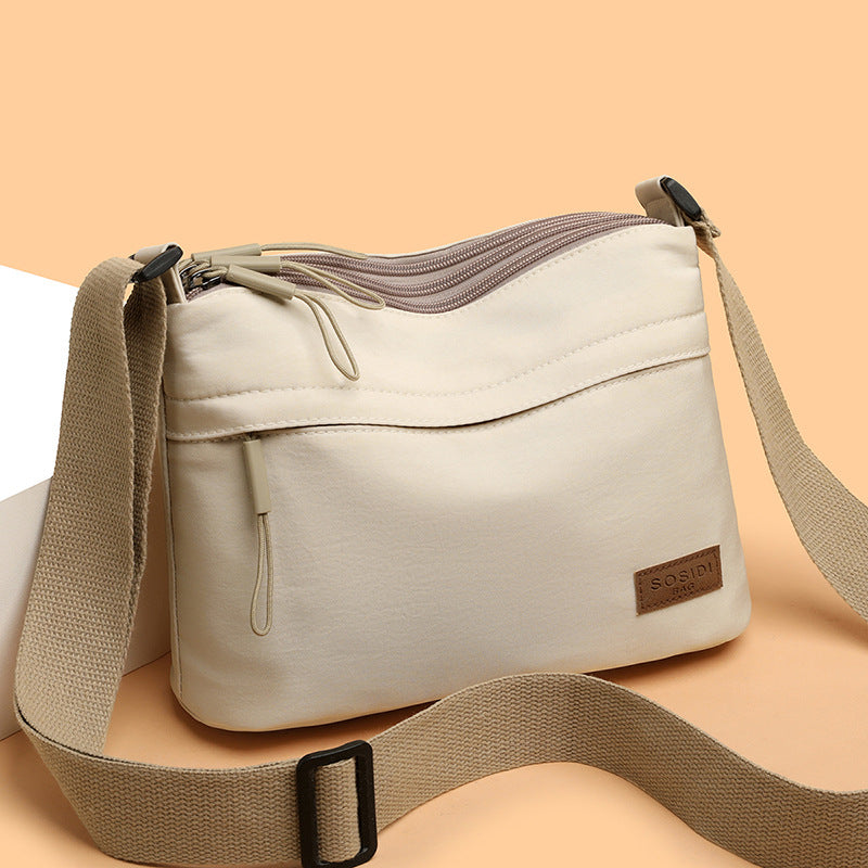 Women's Simple Solid Color Nylon Cloth Waterproof Portable Bags