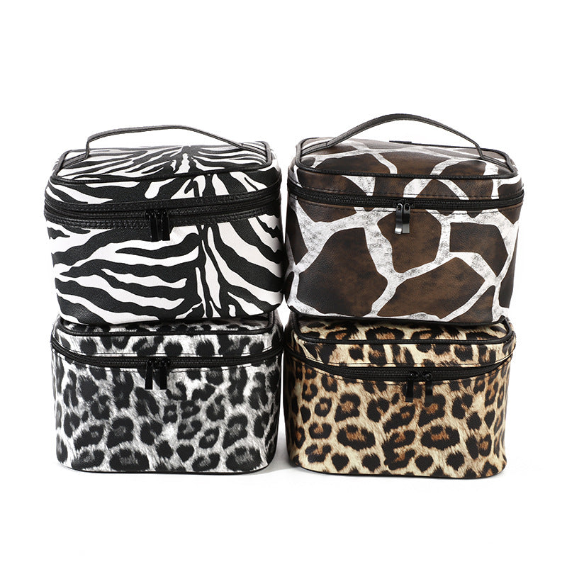 Women's One-piece Leopard Print Cosmetics Storage Portable Makeup Bag