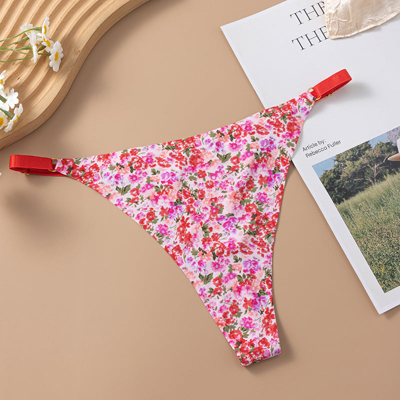 Women's Ice Silk Seamless Printed Low Waist Panties