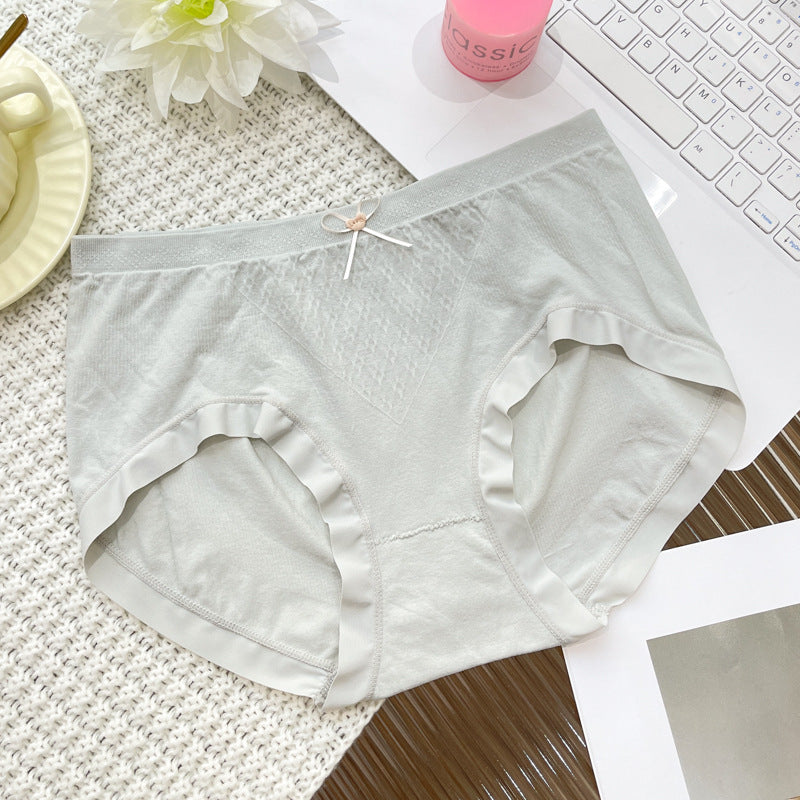 Women's Ice Silk Thin Underwear Nude Feel Breathable Bow Antibacterial Panties