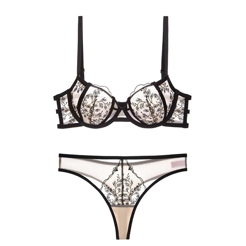Women's Sexy Lace Embroidery Thin Underwear Summer Big Lingerie Sets