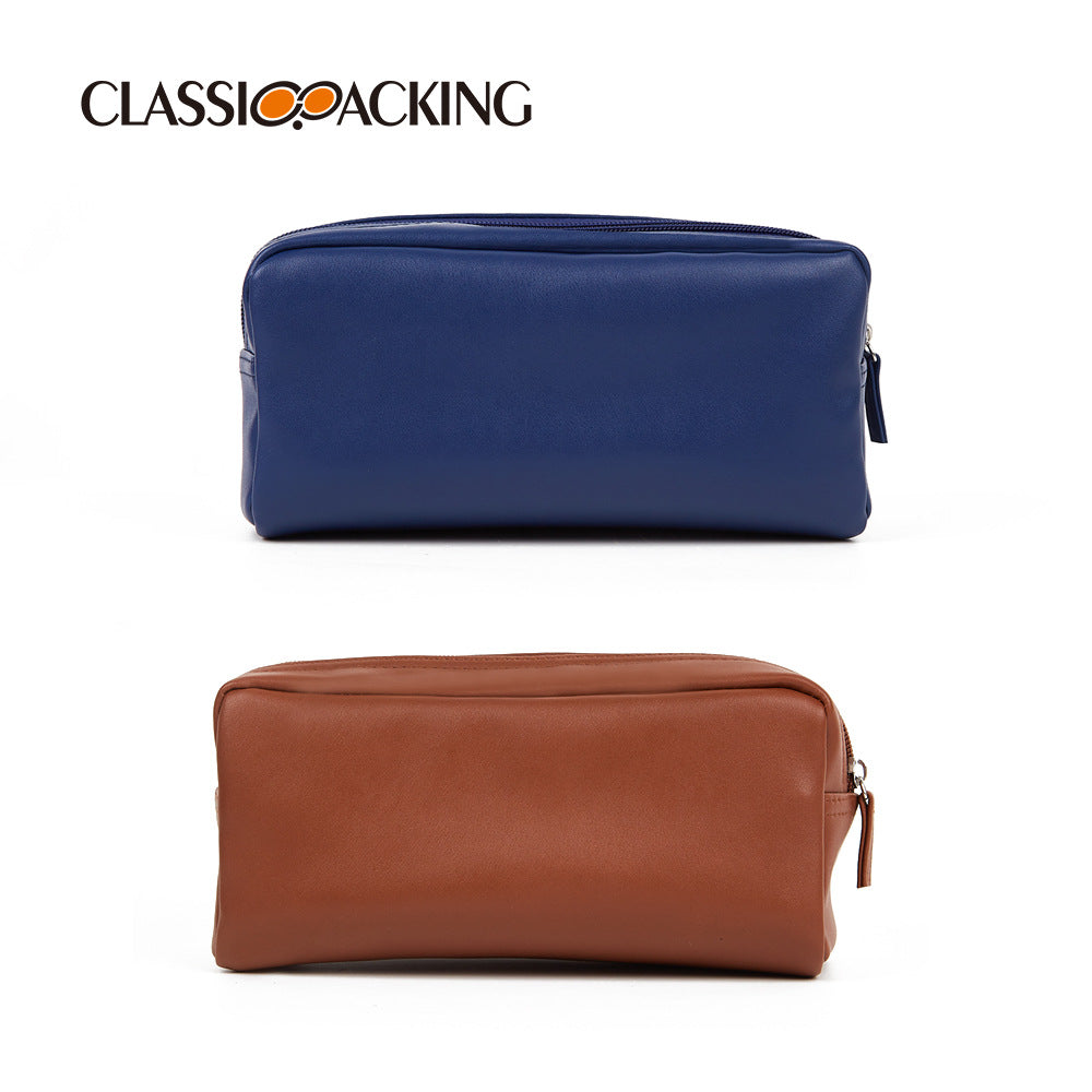 Women's & Men's & Solid Color Wash Leather Waterproof Cosmetic Bags