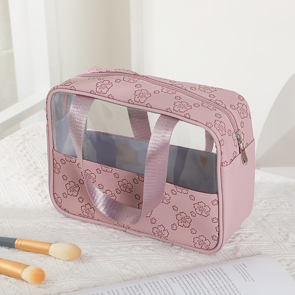 Women's Large Capacity Retro Embossing Storage Portable Outing Makeup Bag