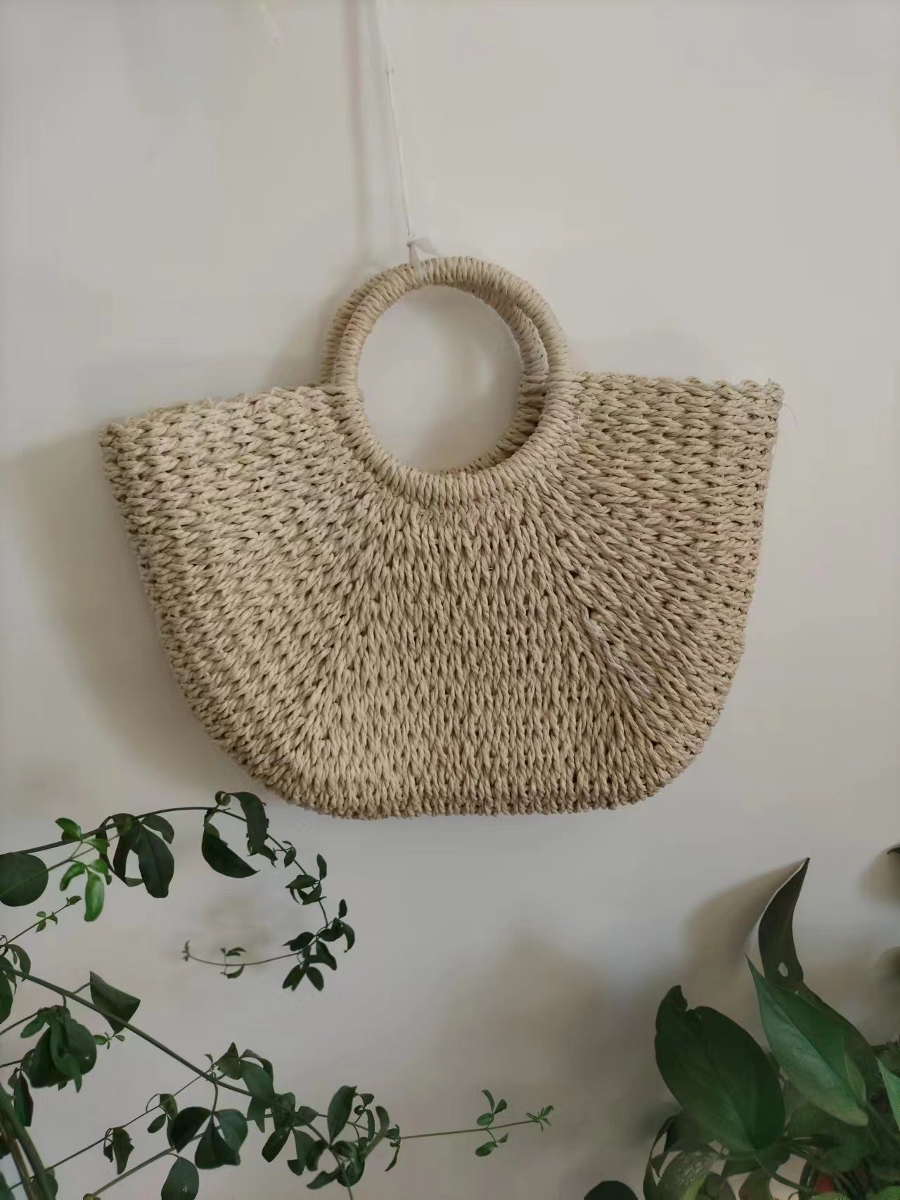 Women's Korean Lace Bow Woven Rattan Straw Handbags